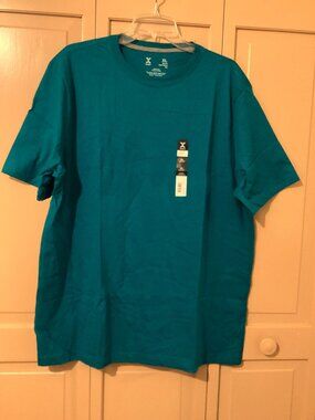 Men's Xersion Xtreme Dark Teal 100% Cotton Quick Dri T-Shirt. Size XL